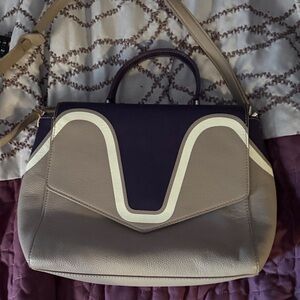 Tory Burch Purple and Tan Satchel